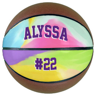 Wasserfarbener Regenbogen Swirl Personalisiert Basketball