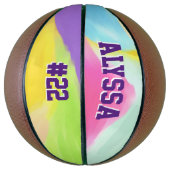 Wasserfarbener Regenbogen Swirl Personalisiert Basketball (Vertikal)