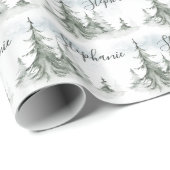 Wasserfarbener Regenwald Winter Geschenkpapier (Rolleneckpunkt)