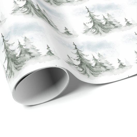 Wasserfarbener Regenwald Winter Geschenkpapier (Rolleneckpunkt)