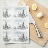 Wasserfarbener Regenwald Winter Geschirrtuch (Viertel Falte)