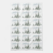 Wasserfarbener Regenwald Winter Geschirrtuch (Vertikal)