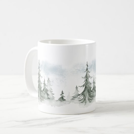 Wasserfarbener Regenwald Winter Kaffeetasse (Vorderseite Links)