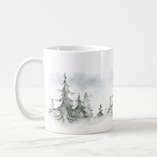 Wasserfarbener Regenwald Winter Kaffeetasse (Links)