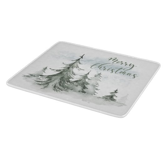 Wasserfarbener Regenwald Winter Schneidebrett (Ecke)