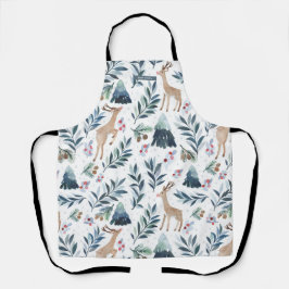 Wasserfarbener Rentier im Wald Weihnachten Schürze