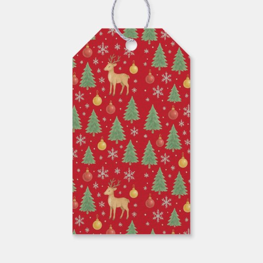 Wasserfarbener Rentier und Christbaum - Geschenkanhänger (Rückseite)