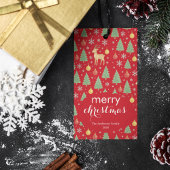 Wasserfarbener Rentier und Christbaum - Geschenkanhänger