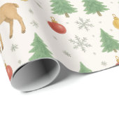 Wasserfarbener Rentier und Christbaum - Geschenkpapier (Rolleneckpunkt)