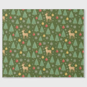 Wasserfarbener Rentier und Christbaum - Geschenkpapier (Flach)