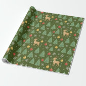 Wasserfarbener Rentier und Christbaum - Geschenkpapier (Ungerollt)