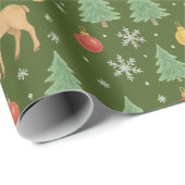 Wasserfarbener Rentier und Christbaum - Geschenkpapier (Rolleneckpunkt)