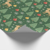 Wasserfarbener Rentier und Christbaum - Geschenkpapier (Ecke)