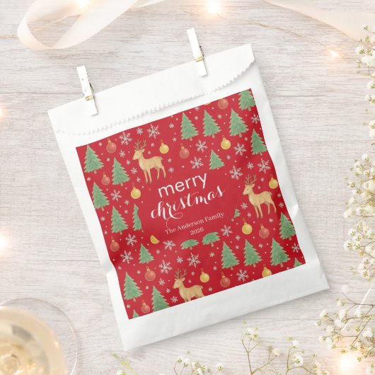 Wasserfarbener Rentier und Christbaum - Geschenktütchen (Ausgeschnitten)