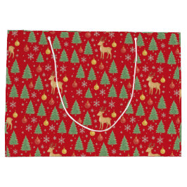 Wasserfarbener Rentier und Christbaum - Große Geschenktüte