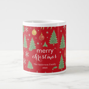 Wasserfarbener Rentier und Christbaum - Jumbo-Tasse