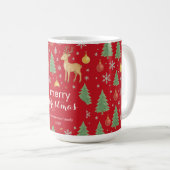 Wasserfarbener Rentier und Christbaum - Kaffeetasse (VorderseiteRechts)