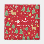 Wasserfarbener Rentier und Christbaum - Magnet (Vorne)
