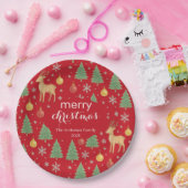 Wasserfarbener Rentier und Christbaum - Pappteller (Party)