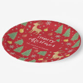 Wasserfarbener Rentier und Christbaum - Pappteller (Schrägansicht)