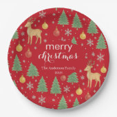 Wasserfarbener Rentier und Christbaum - Pappteller (Vorderseite)