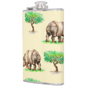 Wasserfarbener Rhino: Handgemalt Muster. Flachmann (Links)
