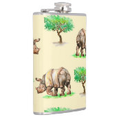 Wasserfarbener Rhino: Handgemalt Muster. Flachmann (Rechts)