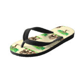 Wasserfarbener Rhino: Handgemalt Muster. Kinderbadesandalen (Schrägansicht)