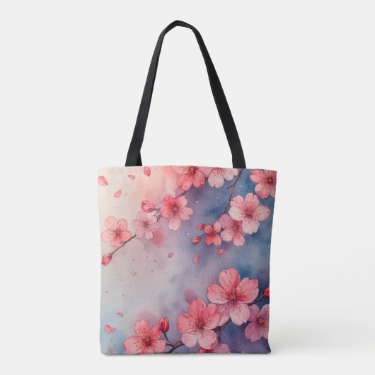 Wasserfarbener Rosa Sakura Tasche (Rückseite)