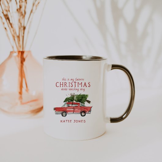 Wasserfarbener Roter Wagen | Lieblings-Weihnachtsf Tasse