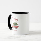 Wasserfarbener Roter Wagen | Lieblings-Weihnachtsf Tasse (Vorderseite Links)