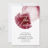 Wasserfarbener Rotwein - Save the Date Karte (Vorderseite)