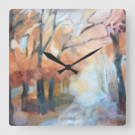 Wasserfarbener rustikaler bohroorange-gelber Fall Quadratische Wanduhr