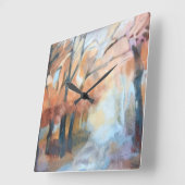 Wasserfarbener rustikaler bohroorange-gelber Fall Quadratische Wanduhr (Winkel)