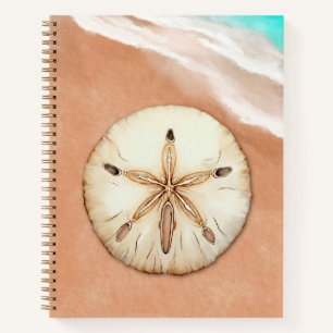 Wasserfarbener Sand Dollar im Beach Journal Notizblock