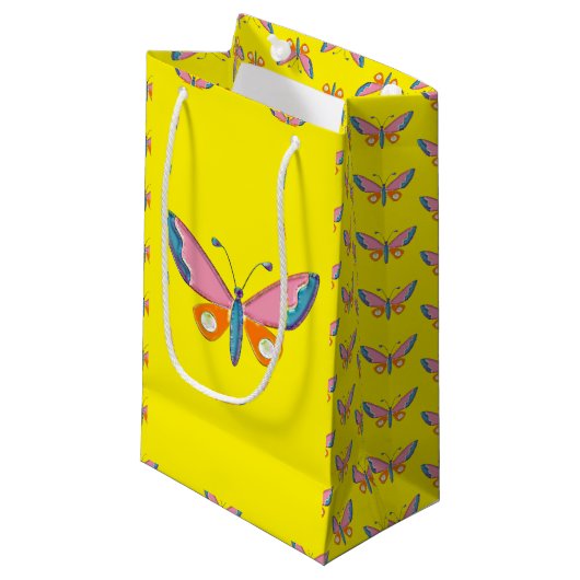 Wasserfarbener Schmetterling Kleine Geschenktasche Geschenktüte (Vorderseite Schrägansicht)