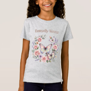 Wasserfarbener Schmetterlings-Blumenkranz - Romant T-Shirt