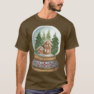 Wasserfarbener Schnee Globe Weihnachtsbaum Lichter T-Shirt