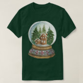 Wasserfarbener Schnee Globe Weihnachtsbaum Lichter T-Shirt (Design vorne)