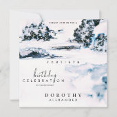 Wasserfarbener Schnee Wintermärchen Einladung (Vorderseite)