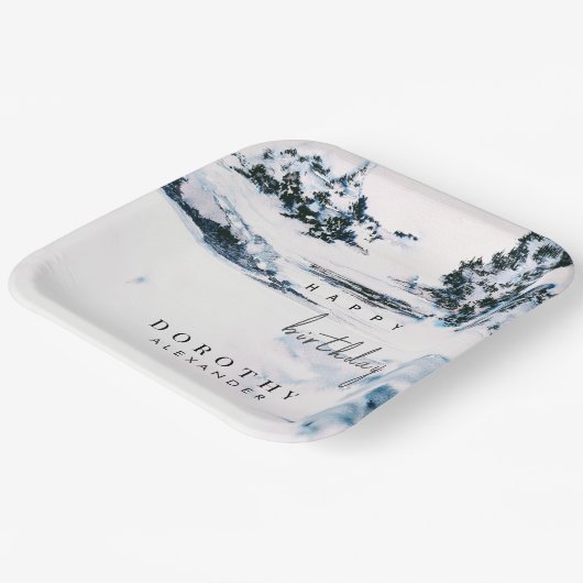 Wasserfarbener Schnee Wintermärchen Pappteller (Gewinkelt)