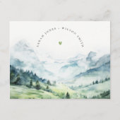 Wasserfarbener Schneeberg Landschaft Hochzeiten De Begleitkarte (Rückseite)