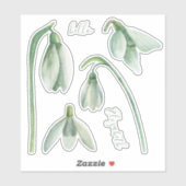 Wasserfarbener Schneefall. Frühlingsblumen. Blumen Aufkleber (Blatt)