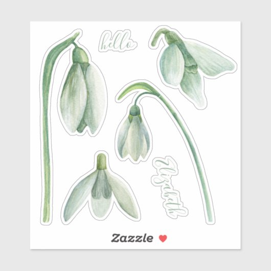 Wasserfarbener Schneefall. Frühlingsblumen. Blumen Aufkleber (Blatt)