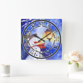 Wasserfarbener Schneemann Frohe Weihnachten Neujah Quadratische Wanduhr (Zuhause)