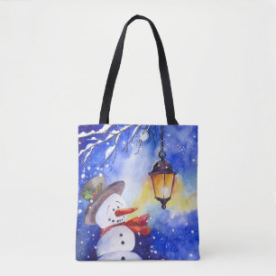 Wasserfarbener Schneemann Frohe Weihnachten Neujah Tasche