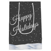 Wasserfarbener Schneemann im Schneeglobe Mittlere Geschenktüte (Rückseite)