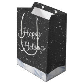 Wasserfarbener Schneemann im Schneeglobe Mittlere Geschenktüte (Rückseite Schrägansicht)