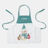 Wasserfarbener Schneemann-Ornament Muster Kinder U Schürze (Vorderseite)