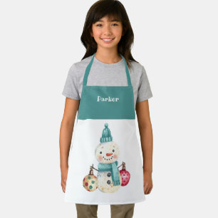 Wasserfarbener Schneemann-Ornament Muster Kinder U Schürze